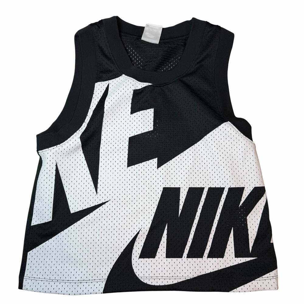 Nike Mesh Crop Tank Top Jersey Black White Size XS